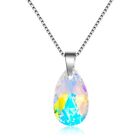 Womens Silver White Ab Zircon Dropping Pendant Necklace Womens Wedding Jewelry