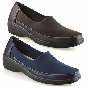 Damas Mujeres Tacón Medio Cuña Inteligente Informal Cuero Zapatos de Trabajo Plimsolls Talla de Zapato - Imagen 1 de 25