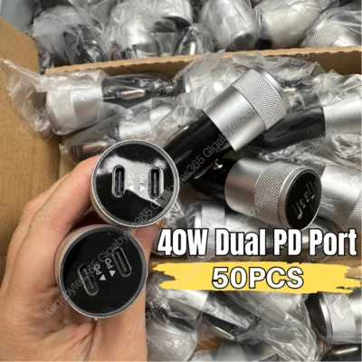 40W Dual Type-C Fast Car Charger Adapter For iPhone iPad Android Samsung Lot 50X - Image 1 of 4