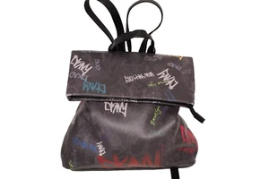 DKNY Tilly Graffiti Fold over Backpack Purse Top Handle Zip - Picture 1 of 10