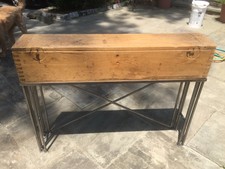 Vintage carpenter's chest Console table side table with custom steel legs