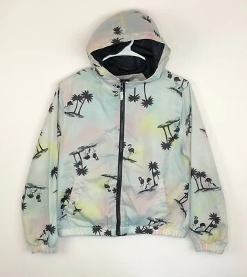 Chaqueta cortavientos Justice Girls capucha ligera talla 14-16 palmeras cremallera completa Foto 1 de 4