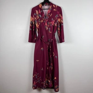 Vintage Heiress Judy Gail women robe burgundy floral size M - Picture 1 of 12