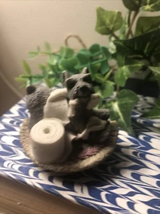 Schnauzer Dog Playing w toilet paper roll refrigerator magnet/ Trinket Figurine - Picture 1 of 5