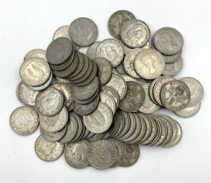 British Shilling Lot of 87 Coins Non Silver Circulated Great Britain Post 1946 - Picture 1 of 4