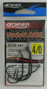 Owner 5132-141 # 4/0 Twistlock Center Pin Bass Hook 4Ct - Picture 1 of 1