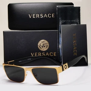 Versace Sonnenbrille goldschwarz glänzend quadratisch Medusa MOD VE 1274 1002 55 mm - Bild 1 von 12