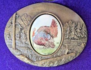 Vtg Artistic Impressions Turkey BELT BUCKLE Julie Zsupnik Porcelain Artist - Picture 1 of 8