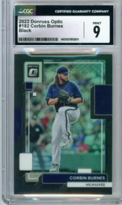 2022 Panini Donruss Optic "Black" #182 CORBIN BURNES Brewers (#'d 08/40) CGC 9 - Picture 1 of 2
