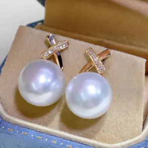 Beautiful AAAA Round 12mm white South Sea shell Pearl earring women earring - Picture 1 of 4