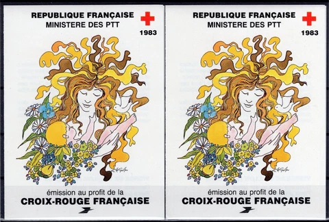 France 1983 red cross stamp booklets MNH  + CTO used Cover