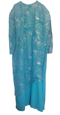 NUEVO Maxi Vestido Jovani Para Mujer Talla 22 Verde Estampado con Hombros Foto 1 de 4