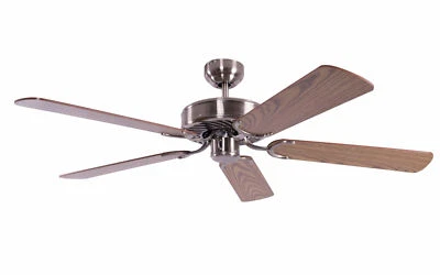 Ceiling fan for Bedroom Low profile Fan without Lights Silver & Oak Rattan - Image 1 of 2