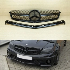 Gloss Black ABS Front Grille Fit BENZ W204 C63 C-Class 2008-2011 Sedan 4-Door - Imagen 1 de 8