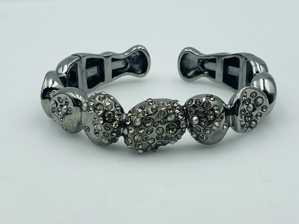 Alexis Bittar Vintage Black Rhodium Plated Rhinestone Moon Rock Design Bracelet - Image 1 of 4
