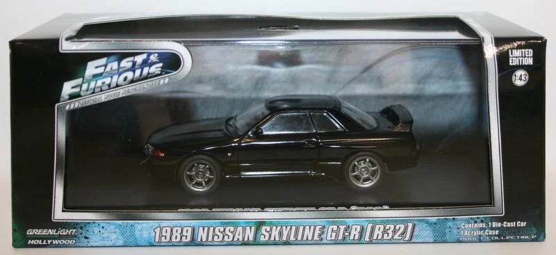 Greenlight 1/43 Scale 86229 - Fast & Furious 1989 Nissan Skyline GT-R R32 -Black - image 1 of 4