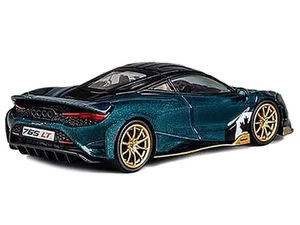 McLaren 765LT Racing Verde Metallizzato con Top Nero e Ruote Extra 1/64 Diecast - Foto 1 di 3