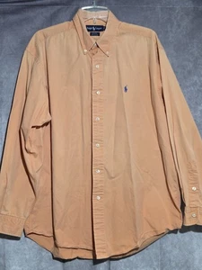 Ralph Lauren Blake Hemd Large Orange Einfarbig Langarm Button Down Pony - Bild 1 von 9
