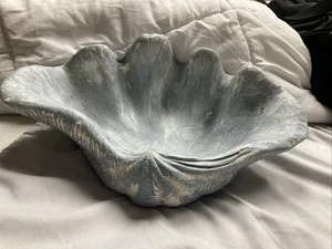 Large Ceramic Oyster Clam Shell Bowl 16x9” Blue White - Picture 1 of 4