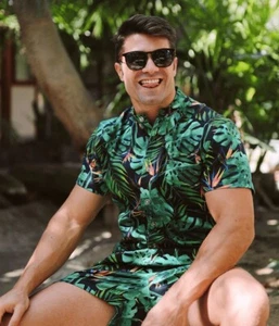 Romphim Romp Him Mens Playsuit Romper Jungle Botanical Size L Botanical Cotton - Picture 1 of 15
