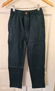 NWT HANNA ANDERSSON BLUE GREEN GINGHAM PULL ON  JACQUARD KNIT PANTS 120 6 7 $50 - Picture 1 of 5