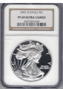 2003 W 1OZ SILVER EAGLE NGC PF69 ULTRA CAMEO - Picture 1 of 2