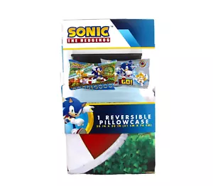 Federa per cuscino Sonic The Hedgehog taglia unica standard multicolore NUOVA - Foto 1 di 3