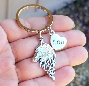 Son Keychain, Wolf Keychain Son Gift, Son Key Ring, Gifts for Son Christmas Gift - Picture 1 of 5