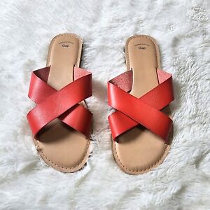 Gap criss cross strap weathered red slides sandals size 9