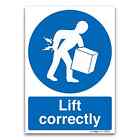 Lift correctly 1mm Rigid Plastic Office, Factory, Shop Mandatory Safety Signs
