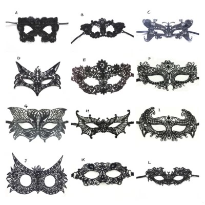 Black Lace Mask Masquerade Eye Face Eyemask Women Party Halloween Xmas Sexy # - Image 1 of 4