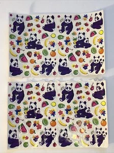 Vintage Lisa Frank Panda Fruits Stickers S666 Full Sheet In Halves USA - Imagen 1 de 4