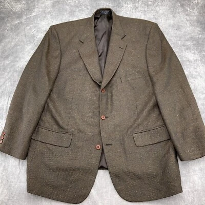 Blazer Haspel Hombre 48R Marrón Verde Azul Multi Magnolia Seda Lana Chaqueta Foto 1 de 4