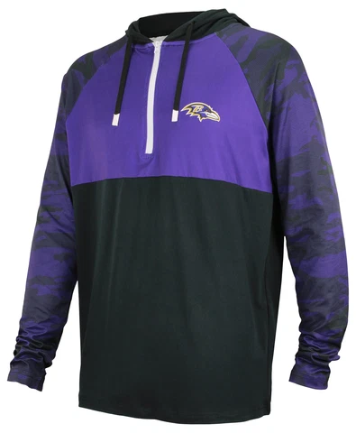 Zubaz NFL Men's Baltimore Ravens Team Color Block 1/4 Zip Hoodie W/ Camo Lines Cover