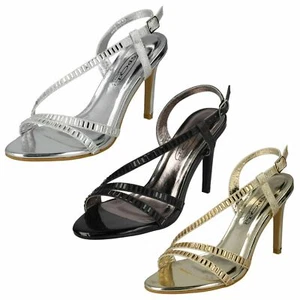 Mujer F1R0839 con Tira Trasera de Tacón Alto Noche Sandalia Por Spot On Oferta - Imagen 1 de 24