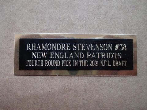 Rhamondre Stevenson Football Card New England Patriots Card Plaque Nameplate 1X3 Cover