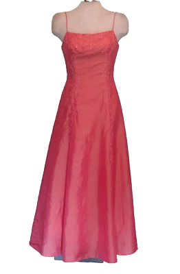 Alyce Designs ~ Melon Pink Taffeta Beaded A-Line w/Straps Formal Gown 12 - Image 1 of 4