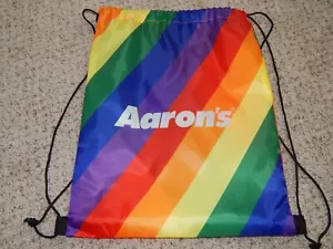 AARON'S FURNITURE PRIDE LGBTQ+ RAINBOW DRAWSTRING BAG BACKPACK ECO FRIENDLY NEW - Picture 1 of 5