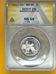 2000-P Massachusetts 25C ANACS MS68 PL Proof-Like State Quarter Washington - Picture 1 of 5