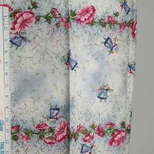 2/3 yd Benartex Carol Endres Style 776 Fairy Flowers & Baby's Breath Cotton - Picture 1 of 4