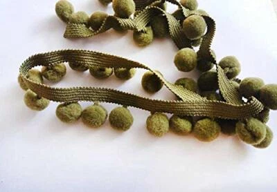 POM POM Bobble Trim Fringe Size XL - 2cm/0.8" Best Quality #C OLIVE - Image 1 of 3