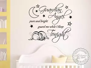 Wandsticker Kinderzimmer Schutzengel Zitat Baby Junge Mädchen Schlafzimmer Wanddeko Decal - Bild 1 von 10