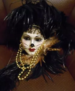Maschera da parete creazioni uniche gatto signora firmata e numerata da appendere porcellana - Foto 1 di 6