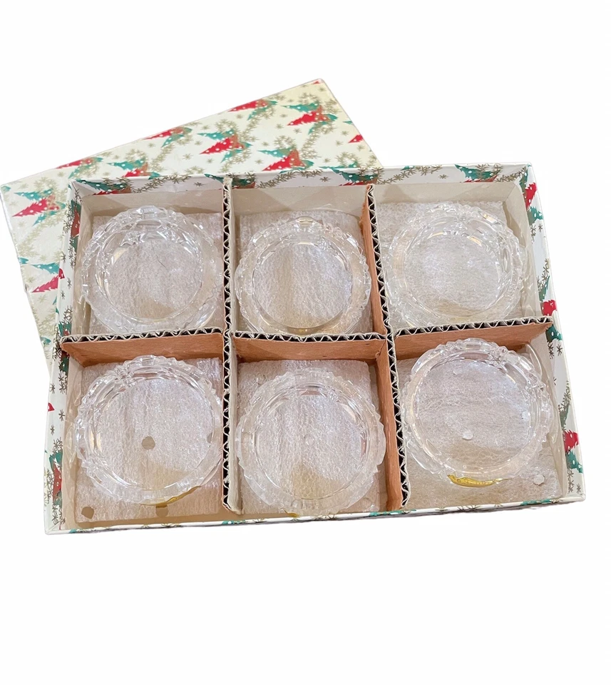 12 servilleteros de cristal de plomo vintage de los años 50 Alemania Occidental caja original Foto 1 de 4