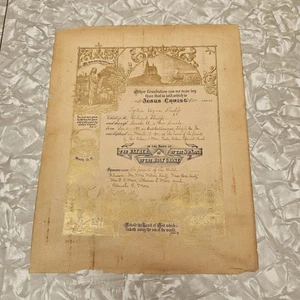 Lydia Agnes Shupp Bautismo Iglesia Bautizada Certificado East Catasauqua Oro 1899 - Imagen 1 de 6