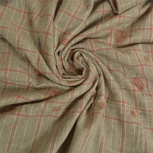 Sanskriti Vintage Long Pure Woolen Grey Shawl Handmade Suzani Scarf Winter Stole - Picture 1 of 12