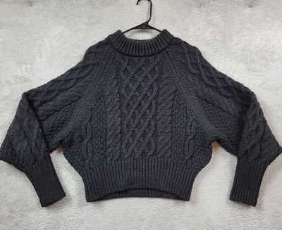 Suéter H&M para mujer pequeño negro tejido con cable grueso trenzado de gran tamaño Foto 1 de 4