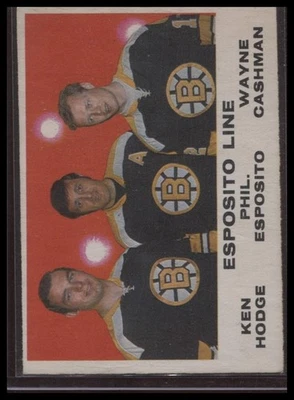 1970-71 O-Pee-Chee - Phil Esposito, Ken Hodge, Wayne Cashman #233 (RC) Line - Image 1 of 2