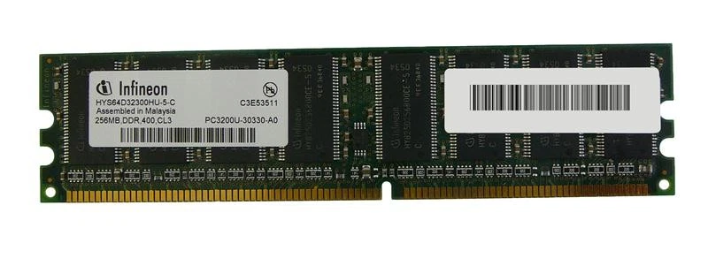 Infineon 256MB PC3200 DDR-400MHz Non-ECC Unbuffered CL3 184-Pin DIMM Memory Mod - Image 1 of 1
