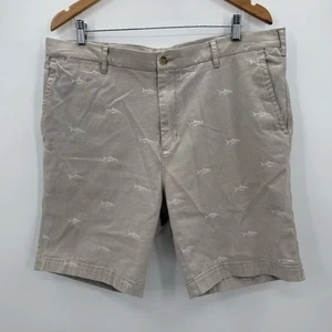 Tori Richard Shark Print Bermuda Shorts AOP Beige Mens Size 38 - Picture 1 of 8